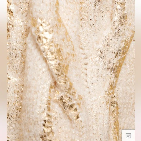 NWT Mango Gold Foil Embellished Crew Neck Cable Knit Sweater M - Picture 8 of 8